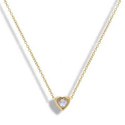 EVRY JEWELS WATERPROOF Gold or Silver Plated Heart Necklace