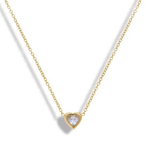 EVRY JEWELS WATERPROOF Gold or Silver Plated Heart Necklace - 1 of 2
