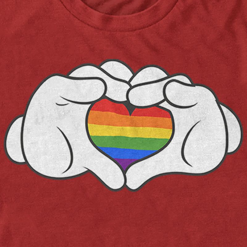 Men's Mickey & Friends Mickey Mouse Glove Rainbow Heart T-Shirt, 2 of 6