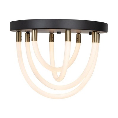 Cascata Black and Brushed Brass LED Semi-Flush Mount Light