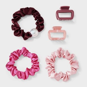 Claw Hair Clip and Hair Twister Set 5 pc - A New Day™ Pink - 1 of 4