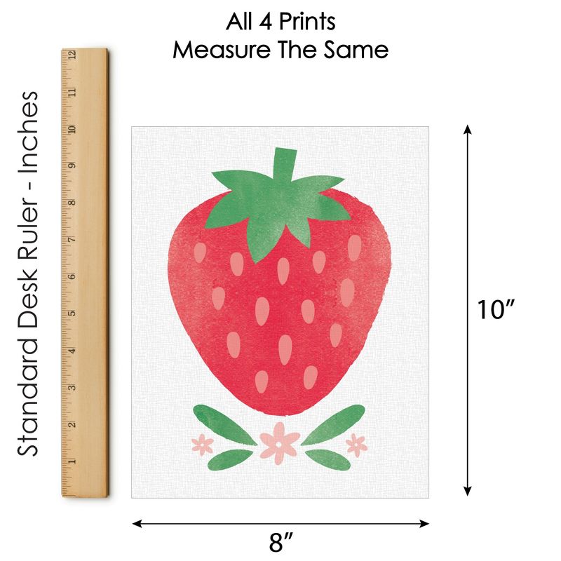 Big Dot of Happiness Berry Sweet Strawberry - Unframed Fruit Kitchen Linen Paper Wall Art - Set of 4 - Artisms - 8 x 10 inches, 5 of 7