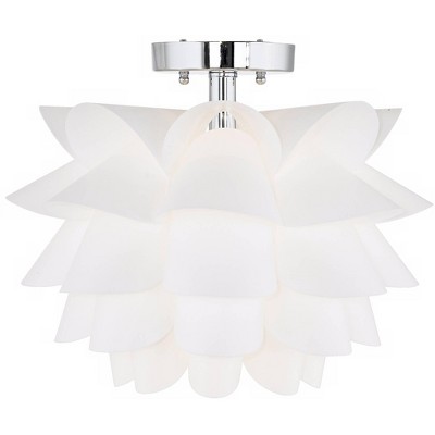 Modern Petal Design Semi-Flush Ceiling Light in White and Chrome