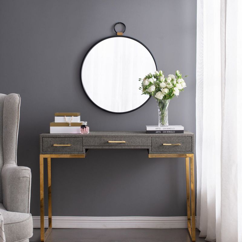 Round Mirror With Ring,Modern Wall Mirror With Black Frame,Contemporary Minimalist Accent Mirror For Living Room,Foyer,Entryway,Bedroom-The Pop Home, 1 of 9