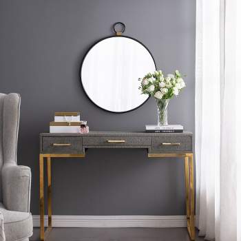 24" Round Mirror With Ring Wall Mirror With Black Frame, Contemporary Minimalist Accent Mirror For Living Room, Foyer, Entryway, Bedroom-The Pop Home