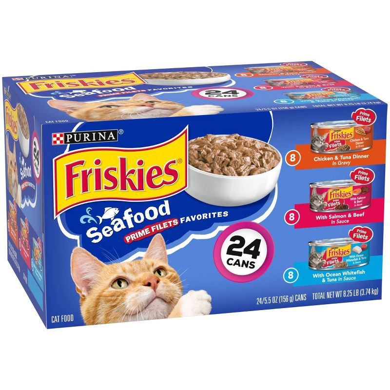 Purina Friskies Seafood Prime Filets with Chicken, Beef and Seafood Wet Cat Food - 5.5oz/24ct Variety Pack, 5 of 10