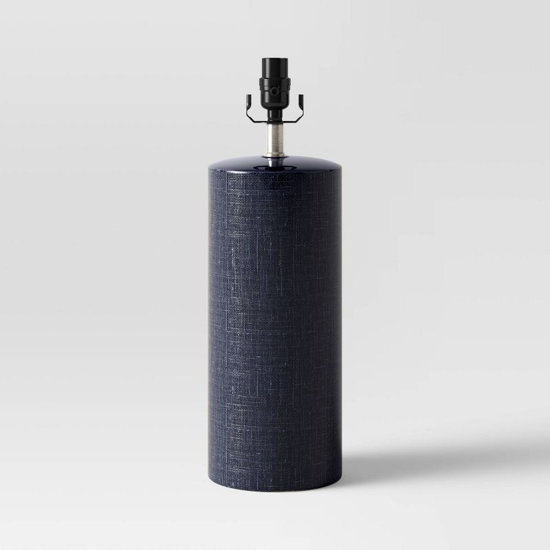 Linen Textured Ceramic Large Lamp Base Dark Blue - Threshold™, 1 of 4