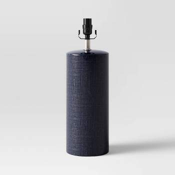 Linen Textured Ceramic Large Lamp Base Dark Blue - Threshold™