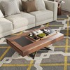 POVISON Mid-century Modern Coffee Table, Rectangular Wood Coffee Table with Tempered Glass, 55.11'' - 2 of 4