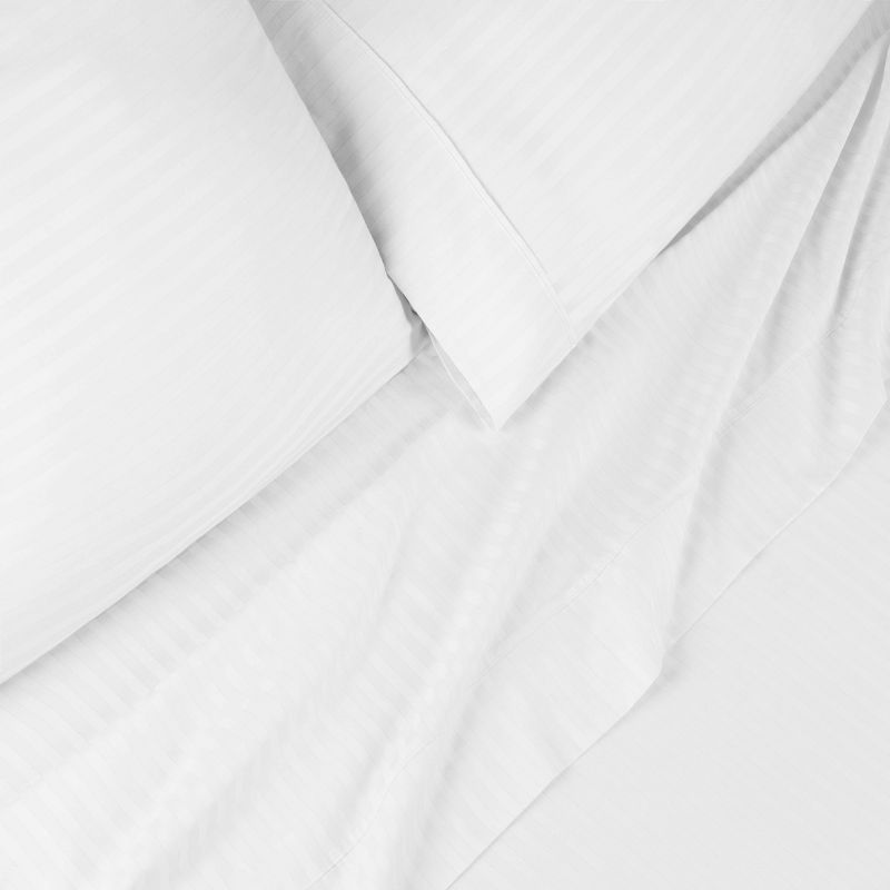 100% Premium Cotton 300 Thread Count Stripe Deep Pocket Luxury Bed Sheet Set by Blue Nile Mills, 5 of 8
