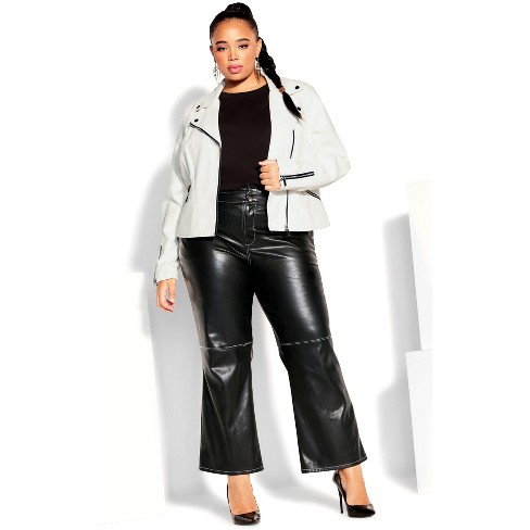 Womens Yours Curve PU Longline Biker Jacket - Black