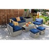 Tangkula 8 Pieces All-Weather PE Rattan Patio Furniture Set Outdoor Space-Saving Sectional Sofa Set with Storage Box - 2 of 4