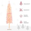 6' Flocked Christmas Trees, Pencil Prelit Artificial Christmas Tree with Snow Downswept Branches - 4 of 4