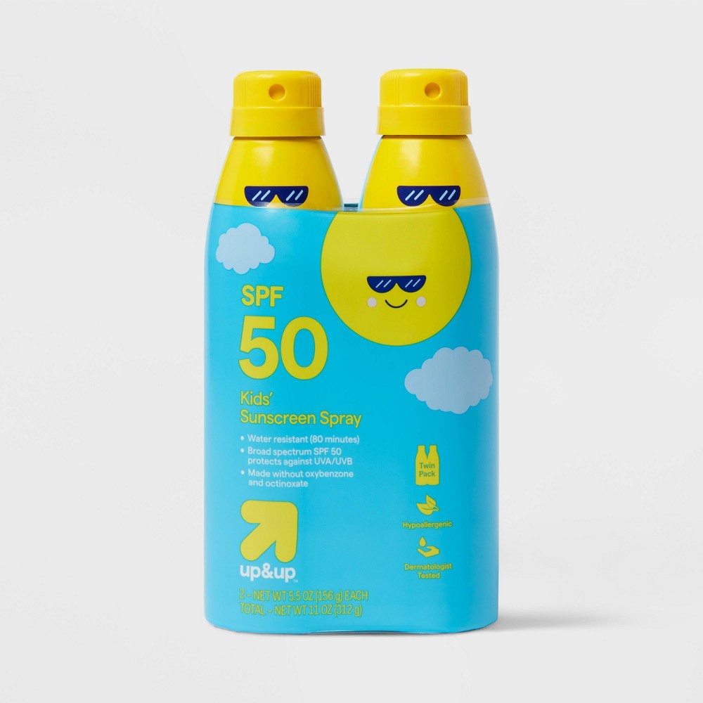 Photos - Sun Skin Care Kids' Sunscreen Spray - SPF 50 - 5.5oz/2pk - up&up™