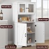 50.4" Tall Bathroom Cabinet, Farmhouse Bathroom Linen Cabinet with Adjustable Shelves, Freestanding Kitchen Pantry Cabinets for Living Room - 3 of 4