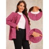 INSPIRE CHIC Women's Single Breasted Collarless Fringed Casual Business Tweed Jacket - 2 of 4