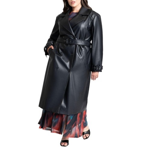 Eloquii Women s Plus Size Faux Leather Trench Coat Target