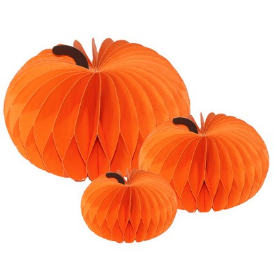 Briarwood Lane Fall Multipack S-M-L Orange Pumpkin Honeycomb Paper Decor (3-pack) 9.5x9.5 Bundle Party Centerpiece Decoration