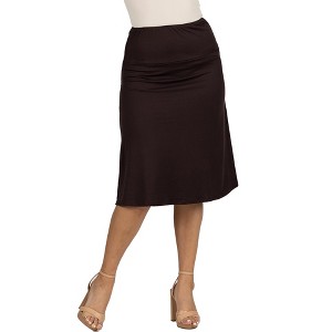 24seven Comfort Apparel A Line Elastic Waist Knee Length Skirt - 1 of 4