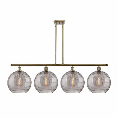 Athens Deco Swirl - 4 Light Stem Hung Island In Industrial Style-13.88 Inches Tall and 50.25 Inches Wide