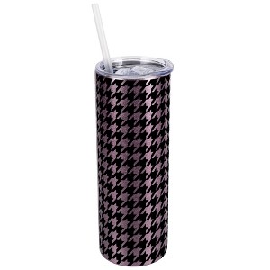 Elanze Designs Rose Gold 20 Ounce Double Wall Stainless Steel Glitter Travel Tumbler With Sliding Lid And Straw, Houndstooth - 1 of 4