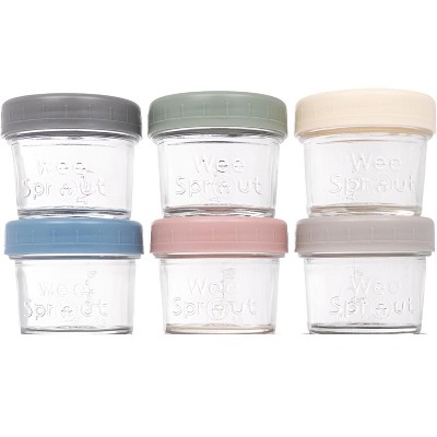 Image of WeeSprout Glass Baby Food Storage Jars w/ Lids - 4oz, 6 Pack Set