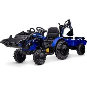 3-in-1 Ride-on Car, Ride-on Tractor with Bucket, Excavator Trailer with Remote Control, EVA Tires, LED Lights, Music, USB Port - 1 of 4