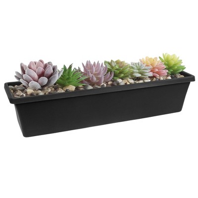 Black 24-Inch Resin Outdoor Window Box Planter