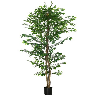 Syemin Artificial Plants Decorative Artificial Ficus with Pot Indoor Outdoor Fake Plant for Home Office Living Room, Green, 49.2"*7.9"*7.9"