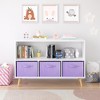 MAYEERTY Kid Bookshelf with Collapsible Fabric Drawers Toy Storage Cabinet Orangizer White and Purple - 2 of 4