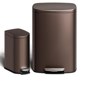 13+2.6 Gallon Step Trash Can, Stainless Steel Garbage Bin, Soft-Close Rubbish Bin with Removable Plastic Inner Bucket, Fingerprint-Proof, Lid Dustbin - 1 of 4