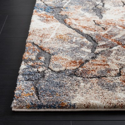 Cyrus Gray and Rust Abstract Shag Area Rug