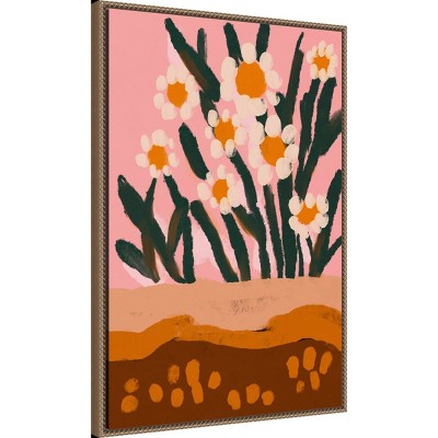 Large Pastel Floral Abstract Framed Canvas Wall Art