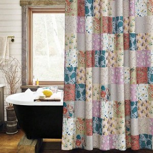 Patchwork Blooming Flowers Bathroom Curtains Shabby Chic Vintage Style 72 in Width and 72 in Length - 1 of 4