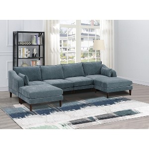 NicBex Couches for Living Room 6pcs Modular Sectional Sleeper Sofa Set Modern Upholstered U-Shaped Sofa Couch with Ottoman, Grayish - 1 of 4