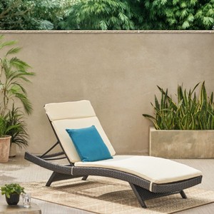 Christopher Knight Home Salem Outdoor Wicker Armless Adjustable Chaise Lounge with Cushion - 1 of 4