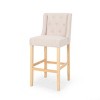 Counter Height Bar Stools Set Of 2,Fabric Tufted Wingback Kitchen Chairs,Armless Seat Height Dining Chairs With Wood Legs Footrest-Cuddlewood - 4 of 4