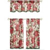 Kate Aurora Holiday Living Classic Poinsettia Complete 3 Piece Christmas Kitchen Curtain Tier & Valance Set - 58 in. W x 36 in. L - 2 of 2