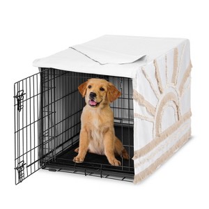 Sweet Jojo Designs Dog Crate Kennel Cover 36in. Tufted Sun Ivory and Beige - 1 of 4