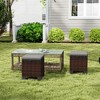 Outsunny 2 Pieces Wicker Outdoor Ottomans with Cushions, 3-in-1 PE Rattan Ottoman Seat, Footrest and Side Table for Backyard, Poolside - 2 of 4