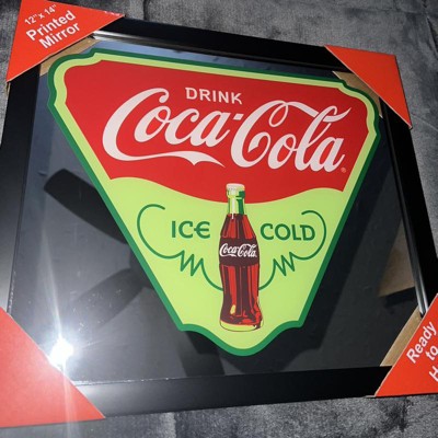 Coca-Cola Ice Cold Sign Vintage Coke Embossed Red top and Green Wall Decor