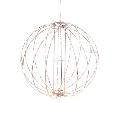 Everlasting Glow 24-in D Electric Foldable Metal Sphere w/ 220 Warm White Micro LED Lights, Ul approved Outdoor Adaptor