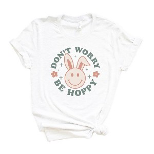 Simply Sage Market Women's Be Hoppy Smiley Bunny Short Sleeve Graphic Tee - 1 of 2