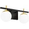 Runesay 2-Light Black Gold Bathroom Vanity Light Mid Century Modern Black/Golden Milky Glass Ball Wall Light for Bathroom - 3 of 4