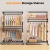 Heavy Duty Rolling Clothes Rack - 3-Tier Adjustable Garment Rack with Wheels, Side Hooks & Shelves - Perfect for Home & Retail - Black - 3 of 4