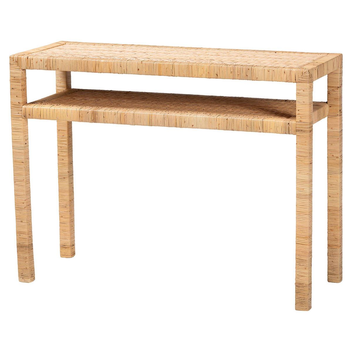 bali & pari Kalimantan Rattan and Acacia Wood Console Table Light Honey - thumbnail 2