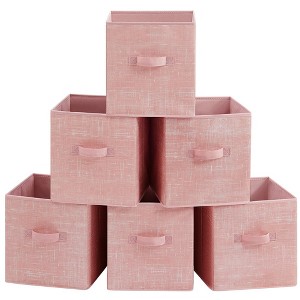 SONGMICS Storage Cubes Non-Woven Fabric Bins with Double Handles Set of 6 Closet Organizers for Shelves Foldable for Clothes - 1 of 4