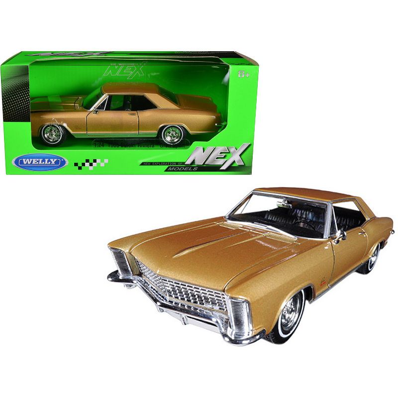1965 Buick Riviera Gran Sport Gold Metallic 1/24 Diecast Model Car by Welly, 1 of 4
