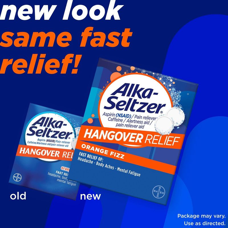 Alka-Seltzer Hangover Relief Effervescent Tablets Formulated for Fast Relief of Headaches, Body Aches and Mental Fatigue - 20ct, 4 of 15