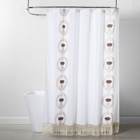 black tassel shower curtain